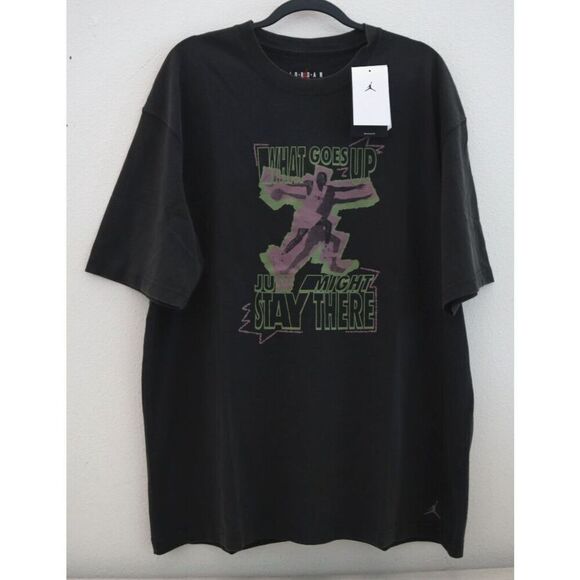 Air Jordan FD7208-010 Women's Sz M Black Heritage What Goes Up Oversized T-Shirt - Picture 1 of 9